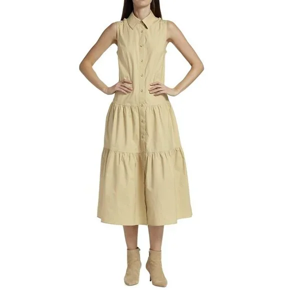 New Derek Lam 10 Crosby Tami Mixed Media Cotton Shirtdress P6967 - Picture 1 of 10